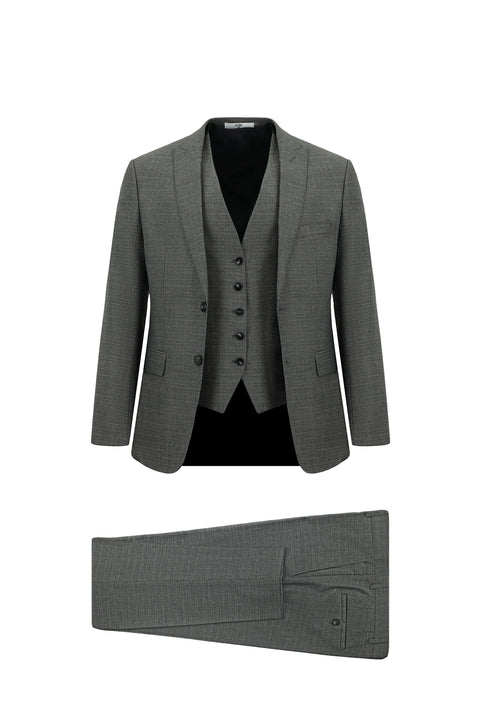 Açık Füme 7 Drop Super Slim Fit Eksra Dar Kesim Kombinli Yelekli Takım Elbise