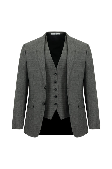 Açık Füme 7 Drop Slim Fit Dar Kesim Kombinli Yelekli Takım Elbise