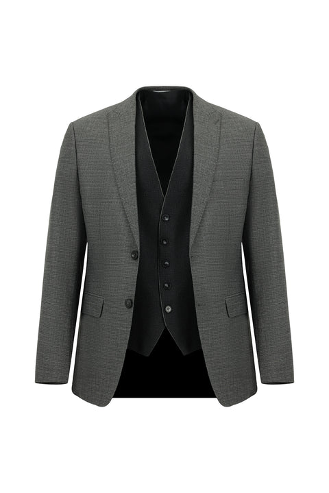 Açık Füme 7 Drop Super Slim Fit Eksra Dar Kesim Kombinli Yelekli Takım Elbise