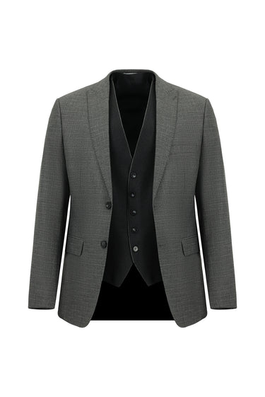 Açık Füme 7 Drop Slim Fit Dar Kesim Kombinli Yelekli Takım Elbise