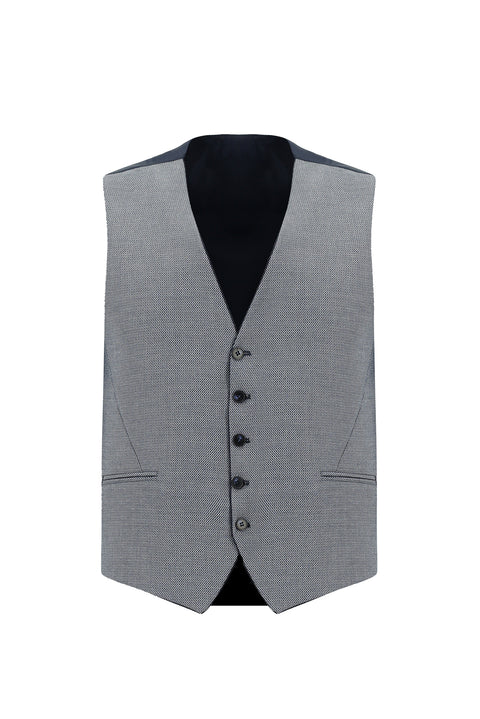 Orta Lacivert 6 Drop Regular Fit Standart Kesim Kombinli Yelekli Takım Elbise