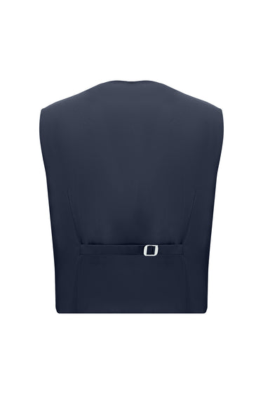 Orta Lacivert Slim Fit Dar Kesim Kombinli Yelekli Takım Elbise
