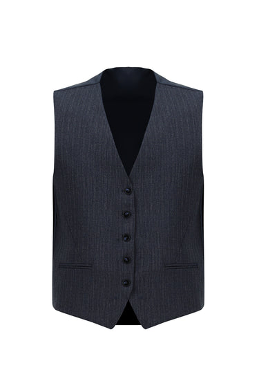 Orta Lacivert 7 Drop Slim Fit Dar Kesim Kombinli Yelekli Takım Elbise