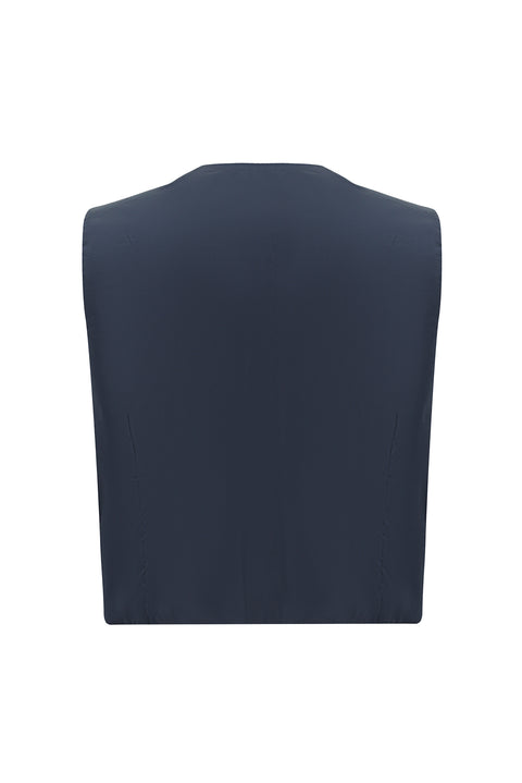 Orta Lacivert 7 Drop Super Slim Fit Eksra Dar Kesim Kombinli Yelekli Takım Elbise