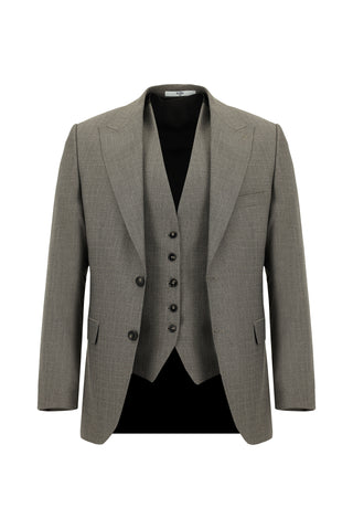  Açık Kahve  7 Drop Slim Fit Dar Kesim Kombinli Yelekli Takım Elbise
