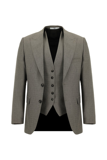 Açık Kahve  7 Drop Slim Fit Dar Kesim Kombinli Yelekli Takım Elbise