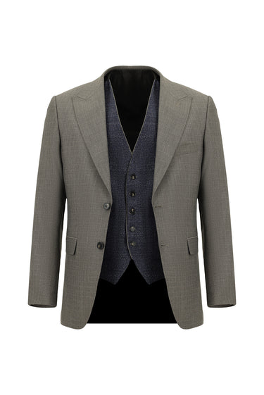 Açık Kahve  7 Drop Slim Fit Dar Kesim Kombinli Yelekli Takım Elbise