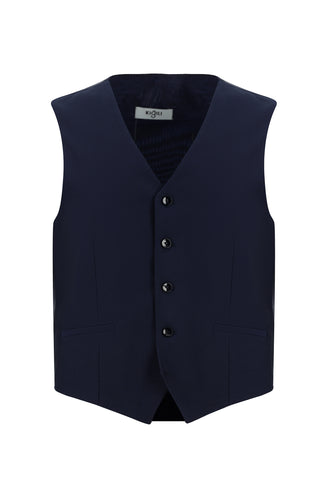  Koyu Lacivert Slim Fit Dar Kesim Yelekli Takım Elbise