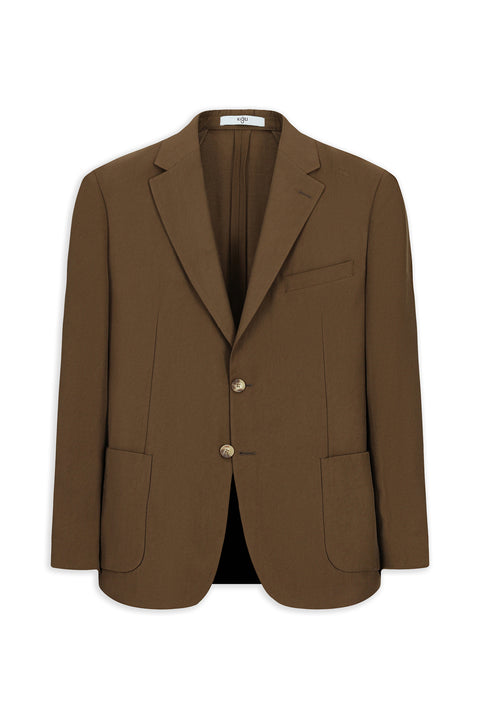 Orta Kahve 7 Drop Slim Fit Dar Kesim Mono Yaka Toba Cep Beli Lastikli Desenli Modal Karışımlı Takım Elbise