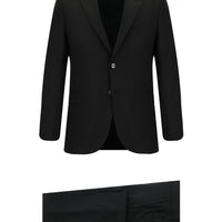 Siyah Slim Fit Dar Kesim Yünlü Klasik Takım Elbise