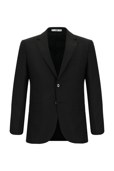 Siyah Slim Fit Dar Kesim Yünlü Klasik Takım Elbise