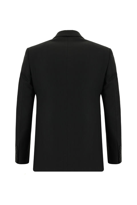 Siyah 7 Drop Slim Fit Dar Kesim Yünlü Takım Elbise