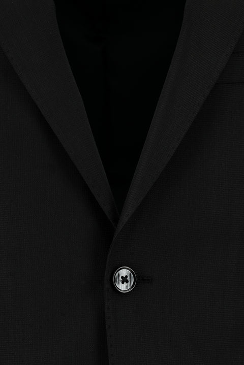 Siyah 7 Drop Slim Fit Dar Kesim Yünlü Takım Elbise