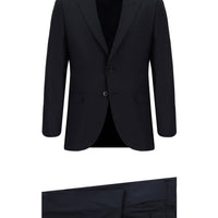 Koyu Lacivert Slim Fit Dar Kesim Yünlü Klasik Takım Elbise