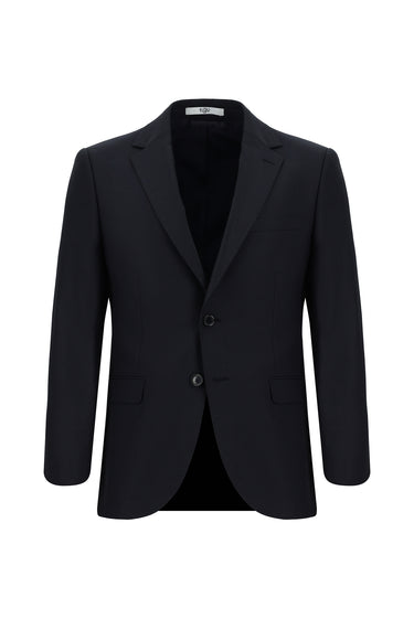Koyu Lacivert Slim Fit Dar Kesim Yünlü Klasik Takım Elbise