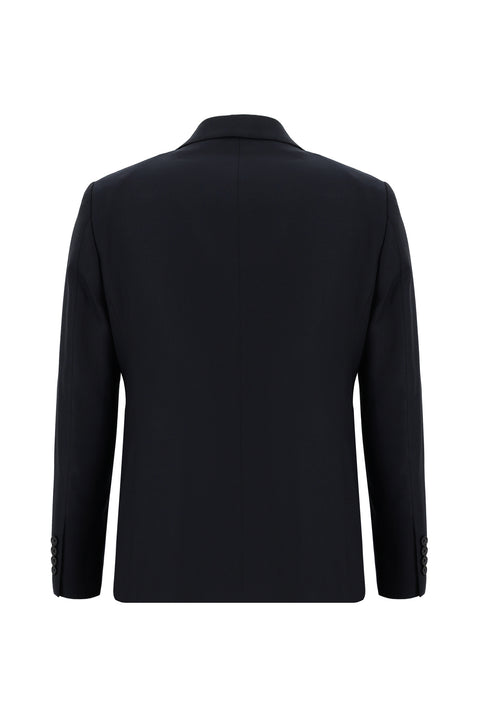 Koyu Lacivert 7 Drop Slim Fit Dar Kesim Yünlü Takım Elbise