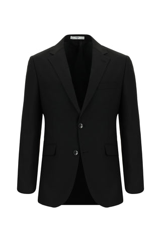  Siyah Slim Fit Dar Kesim Yünlü Klasik Desenli Takım Elbise