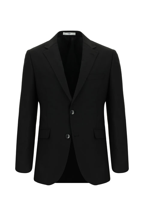 Siyah 7 Drop Slim Fit Dar Kesim Yünlü Desenli Takım Elbise