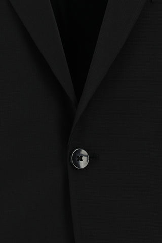  Siyah Slim Fit Dar Kesim Yünlü Klasik Desenli Takım Elbise