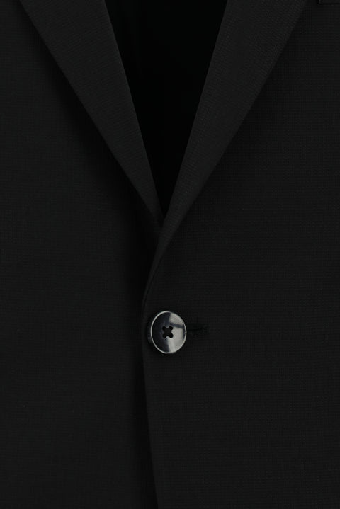 Siyah 7 Drop Slim Fit Dar Kesim Yünlü Desenli Takım Elbise