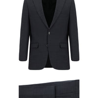 Dark Gray 7 Drop Slim Fit Narrow Cut Wool Patterned Suit