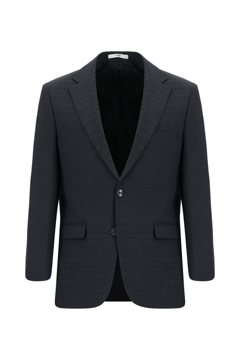 Koyu Füme 4 Drop Relaxed Fit Rahat Kesim Yünlü Desenli Takım Elbise