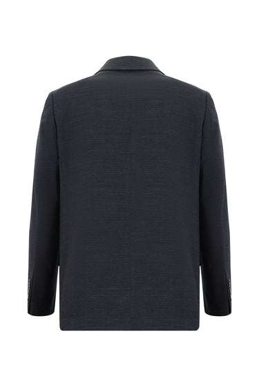  Koyu Füme Slim Fit Dar Kesim Yünlü Klasik Desenli Takım Elbise