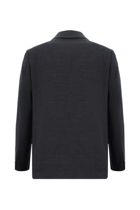 Koyu Füme 7 Drop Slim Fit Dar Kesim Yünlü Desenli Takım Elbise