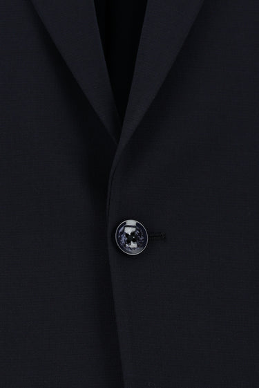 Koyu Lacivert Slim Fit Dar Kesim Yünlü Klasik Desenli Takım Elbise