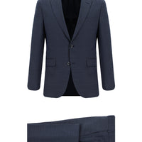 İndigo Slim Fit Dar Kesim Yünlü Klasik Desenli Takım Elbise