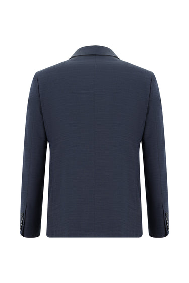 İndigo Slim Fit Dar Kesim Yünlü Klasik Desenli Takım Elbise