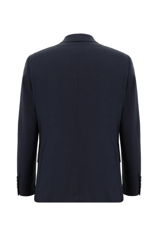  Koyu Lacivert Regular Fit Yünlü Klasik Desenli Takım Elbise