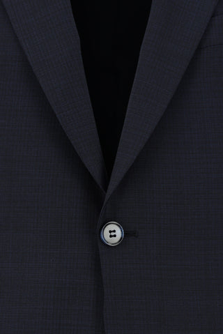  Koyu Lacivert Regular Fit Yünlü Klasik Desenli Takım Elbise