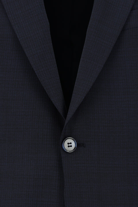 Koyu Lacivert 6 Drop Regular Fit Standart Kesim Yünlü Desenli Takım Elbise