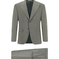 Açık Füme Relaxed Fit Rahat Kesim Yünlü Klasik Desenli Takım Elbise