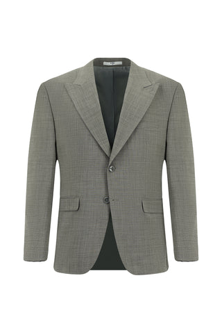  Açık Füme Relaxed Fit Rahat Kesim Yünlü Klasik Desenli Takım Elbise