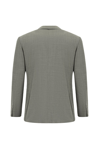  Açık Füme Relaxed Fit Rahat Kesim Yünlü Klasik Desenli Takım Elbise