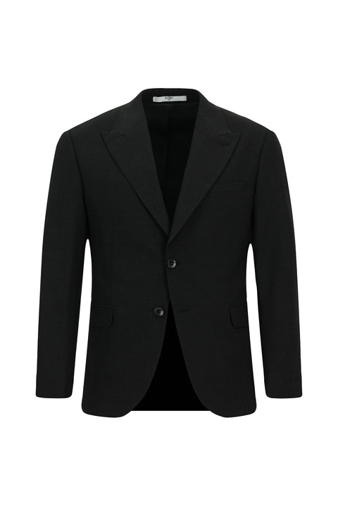 Siyah 7 Drop Slim Fit Dar Kesim Yünlü Desenli Takım Elbise