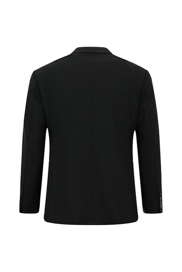  Siyah Slim Fit Dar Kesim Yünlü Klasik Desenli Takım Elbise