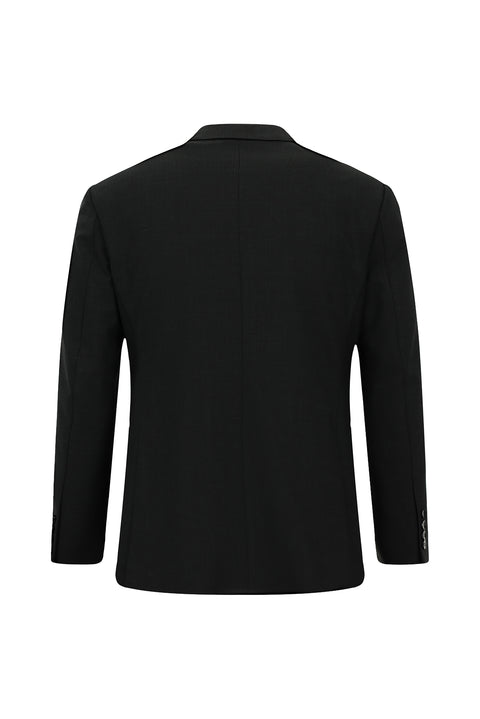 Siyah 7 Drop Slim Fit Dar Kesim Yünlü Desenli Takım Elbise