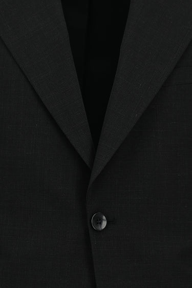  Siyah Slim Fit Dar Kesim Yünlü Klasik Desenli Takım Elbise