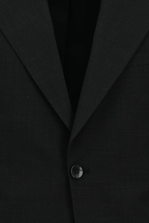 Siyah 7 Drop Slim Fit Dar Kesim Yünlü Desenli Takım Elbise