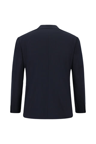  Koyu Lacivert 7 Drop Slim Fit Dar Kesim Yünlü Klasik Desenli Takım Elbise