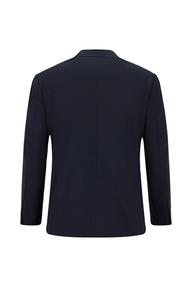  Koyu Lacivert Slim Fit Dar Kesim Yünlü Klasik Desenli Takım Elbise