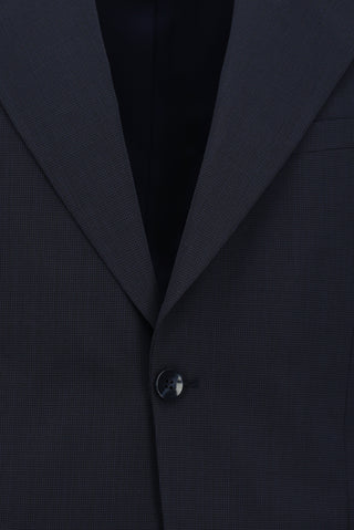  Koyu Lacivert 7 Drop Slim Fit Dar Kesim Yünlü Klasik Desenli Takım Elbise