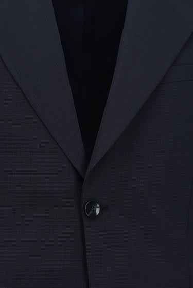  Koyu Lacivert Slim Fit Dar Kesim Yünlü Klasik Desenli Takım Elbise