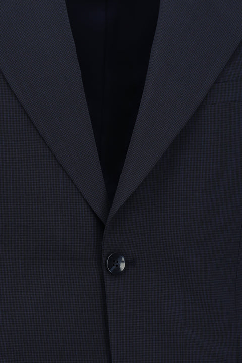 Koyu Lacivert 7 Drop Slim Fit Dar Kesim Yünlü Desenli Takım Elbise