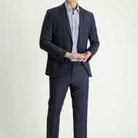 Koyu Lacivert Slim Fit Dar Kesim Yünlü Klasik Takım Elbise