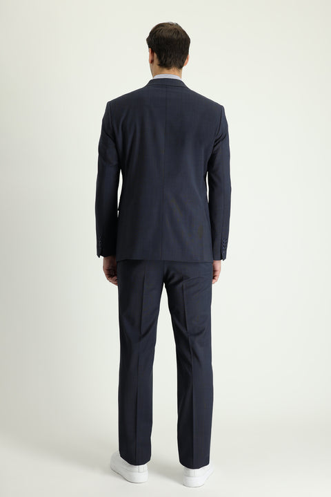 Koyu Lacivert 7 Drop Slim Fit Dar Kesim Yünlü Takım Elbise