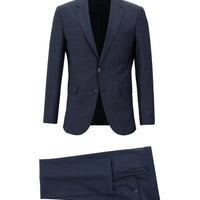 Light Navy Blue 7 Drop Slim Fit Narrow Cut Wool Patterned Suit